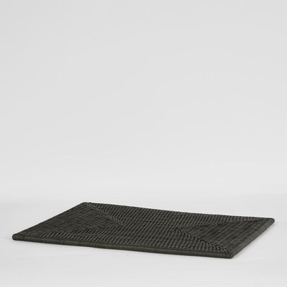 Paume Rattan Rectangle Placemat | Black