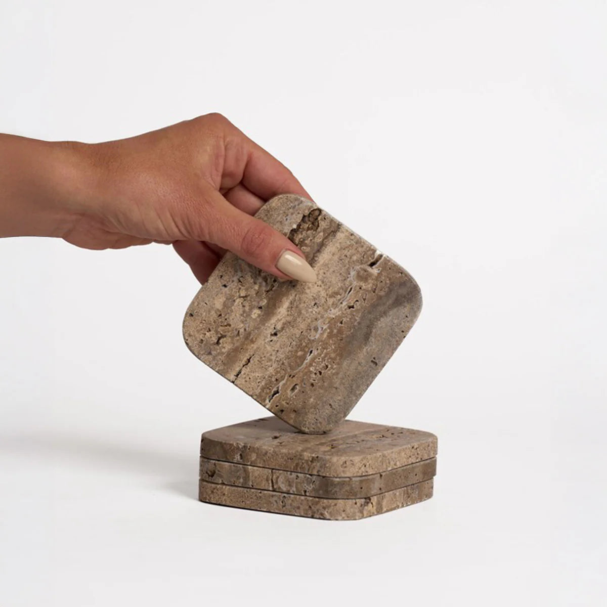 Stone Coasters S/4 Grey Marble