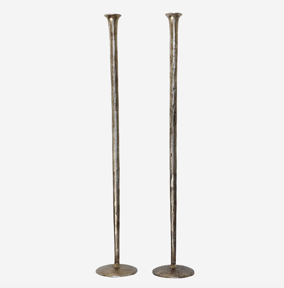 Forged Candlestick | Aged Pewter