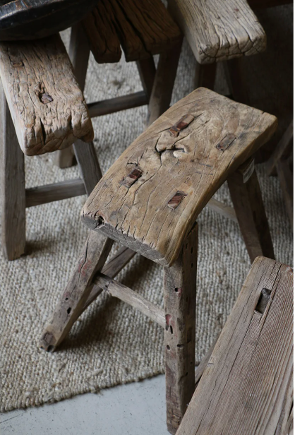 Antique Wooden Stool | Large | Natural