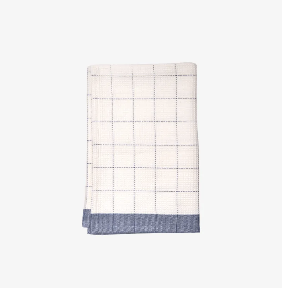 Waffle Cotton Tea Towel | Marine Blue