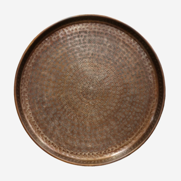 Moroccan Round Tray | Antique Copper