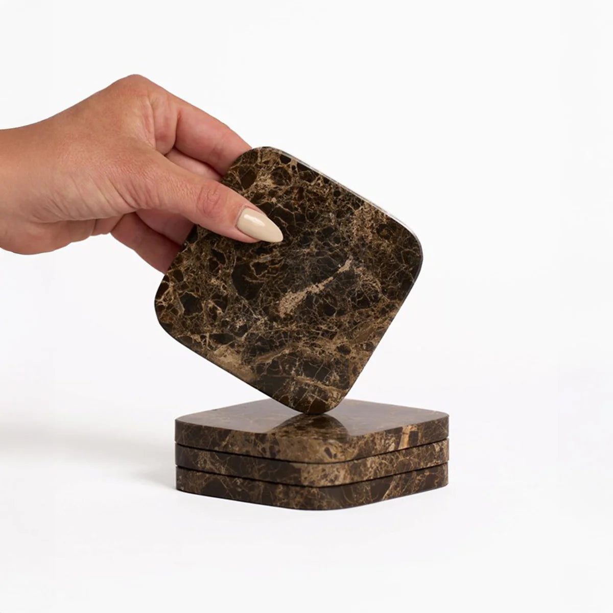 Stone Coasters S/4 Dark Marble