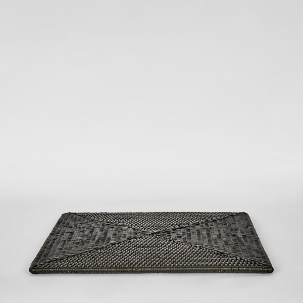 Paume Rattan Rectangle Placemat | Black