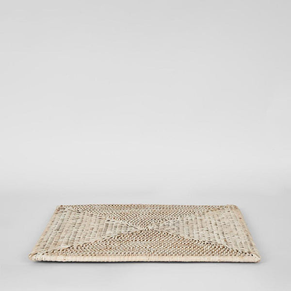 Paume Rattan Rectangle Placemat | Washed White