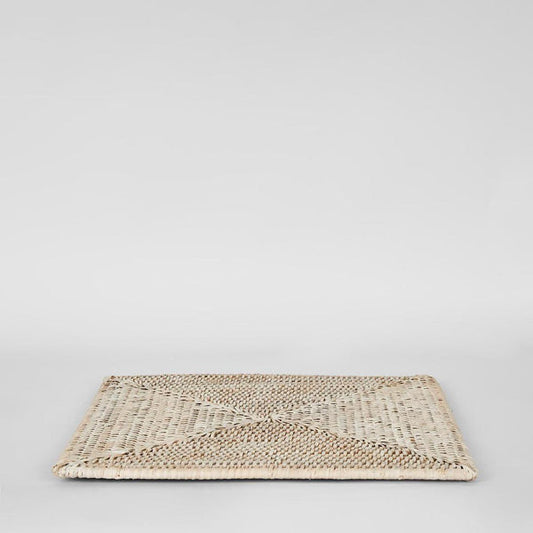 Paume Rattan Rectangle Placemat | Washed White