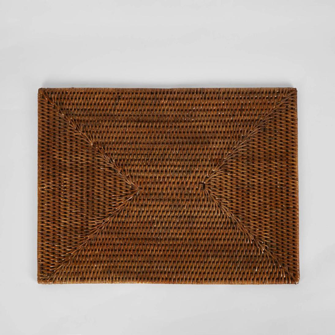 Paume Rattan Rectangle Placemat | Antique Brown