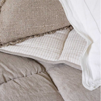 Natural Linen Reversible Pinstripe Quilt  270x270cm