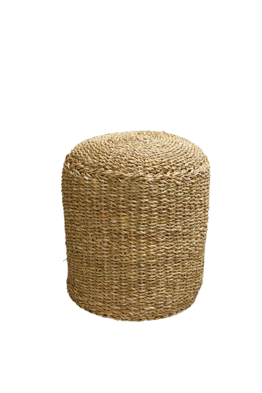 Round Jute Ottoman Tall