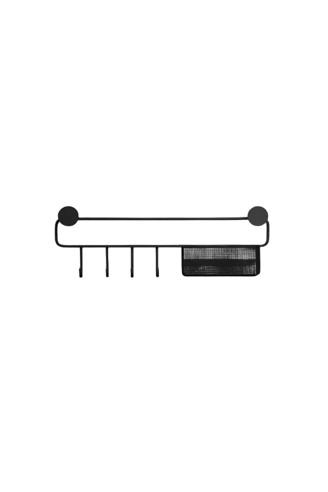 STUDIO Key Hanging Shelf w/Hooks Black