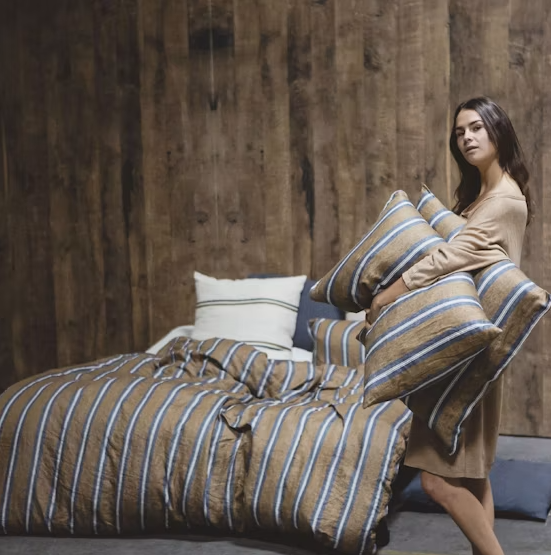 Salem Stripe Pillow Case 50x75cm 100% Linen