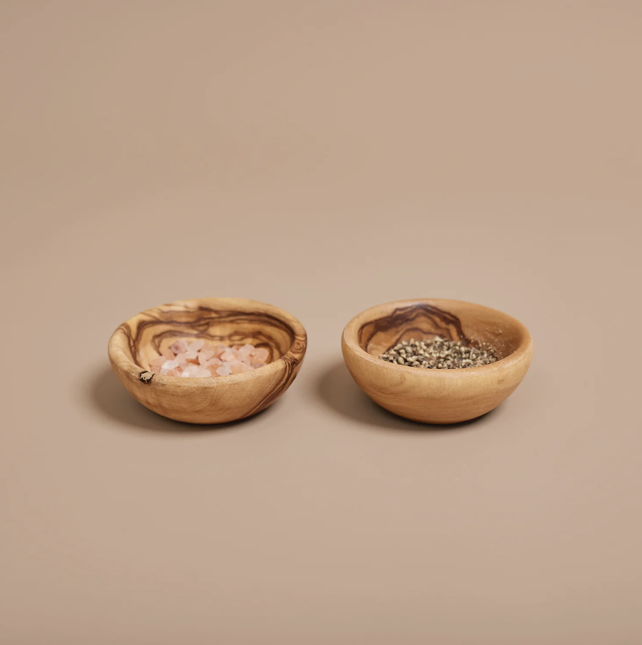 Saarde Olive Wood Salt and Pepper Dishes  - Set of 2