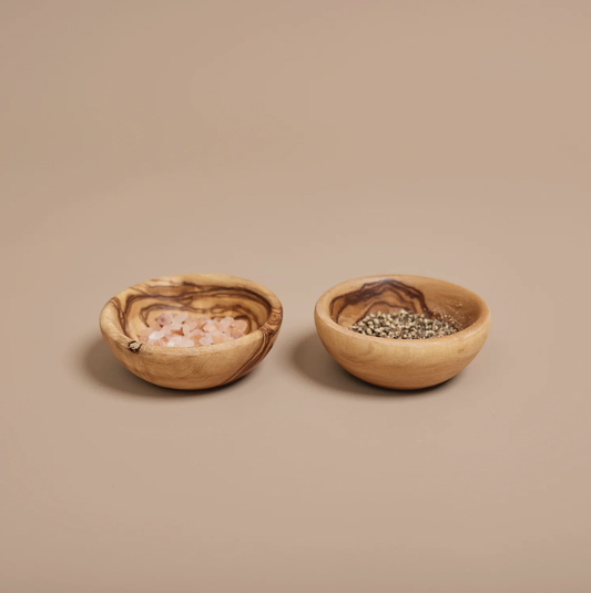 Saarde Olive Wood Salt and Pepper Dishes  - Set of 2