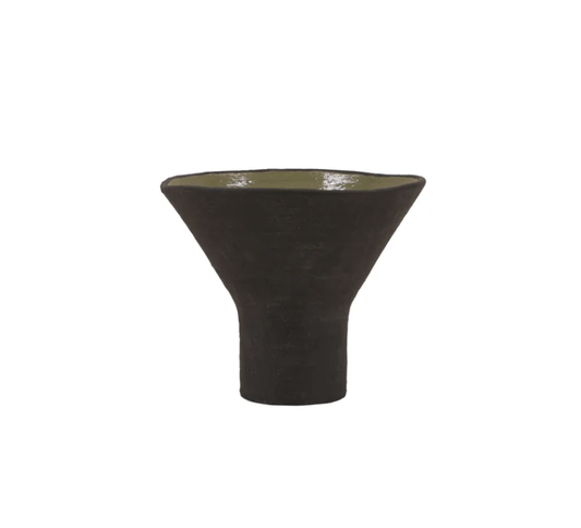 Balise Wide Mouth Vase | Short | Black/Green