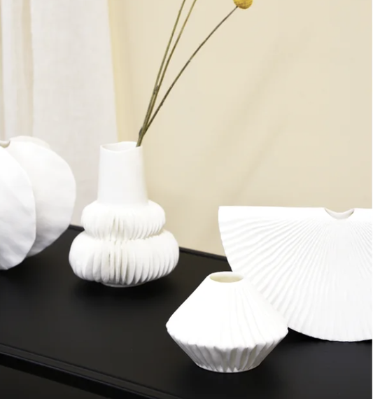 Pleated Mini Vase | White