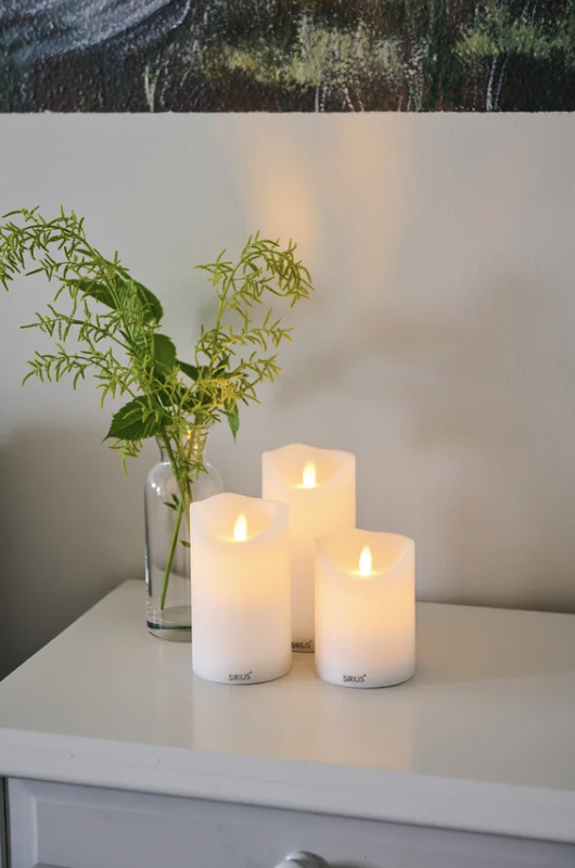 Sirius | Sara Wax Rechargeable Candle | Set of 3 | White