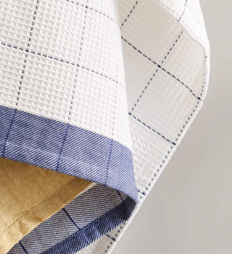 Waffle Cotton Tea Towel | Marine Blue
