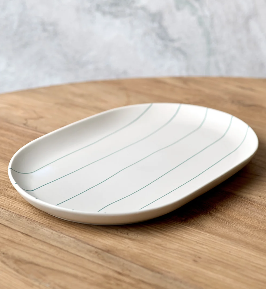 Coastal Junction Oval Tray | Green Stripe