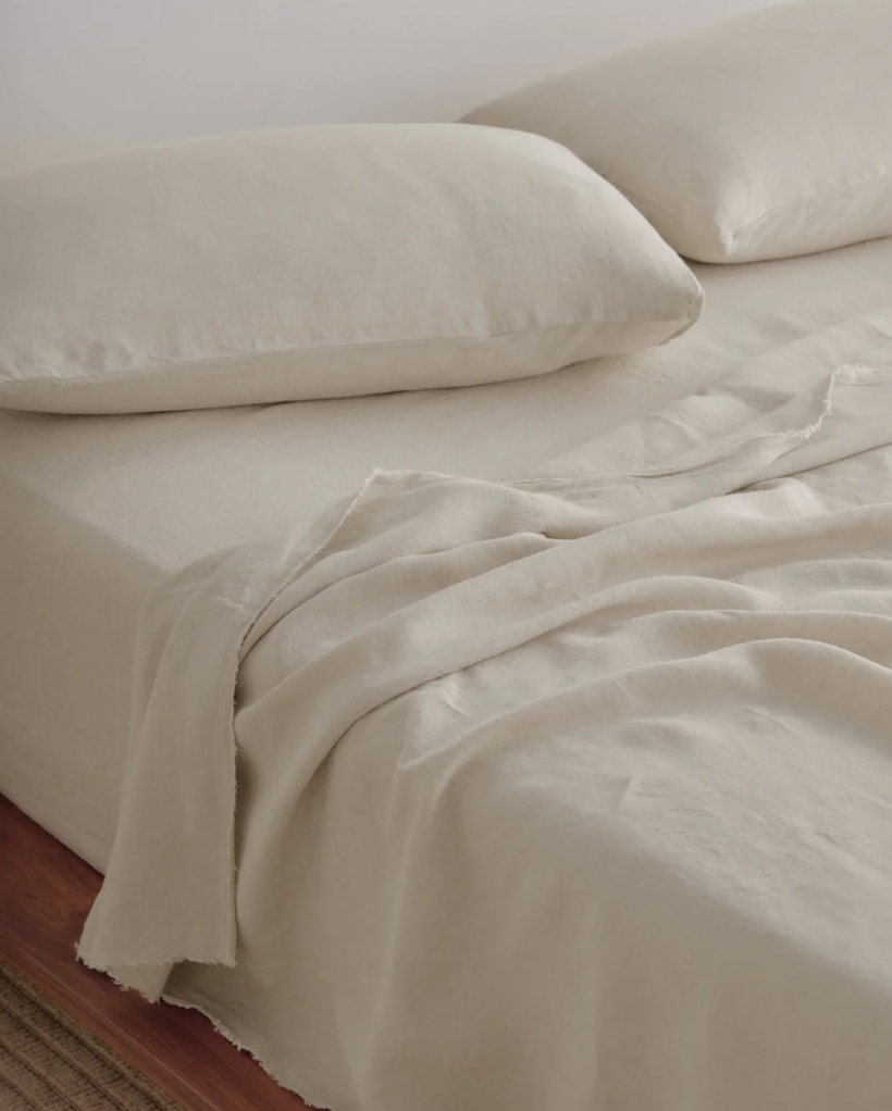 Hale Mercantile | Flocca Linen Flat Sheet | Super King - Sable
