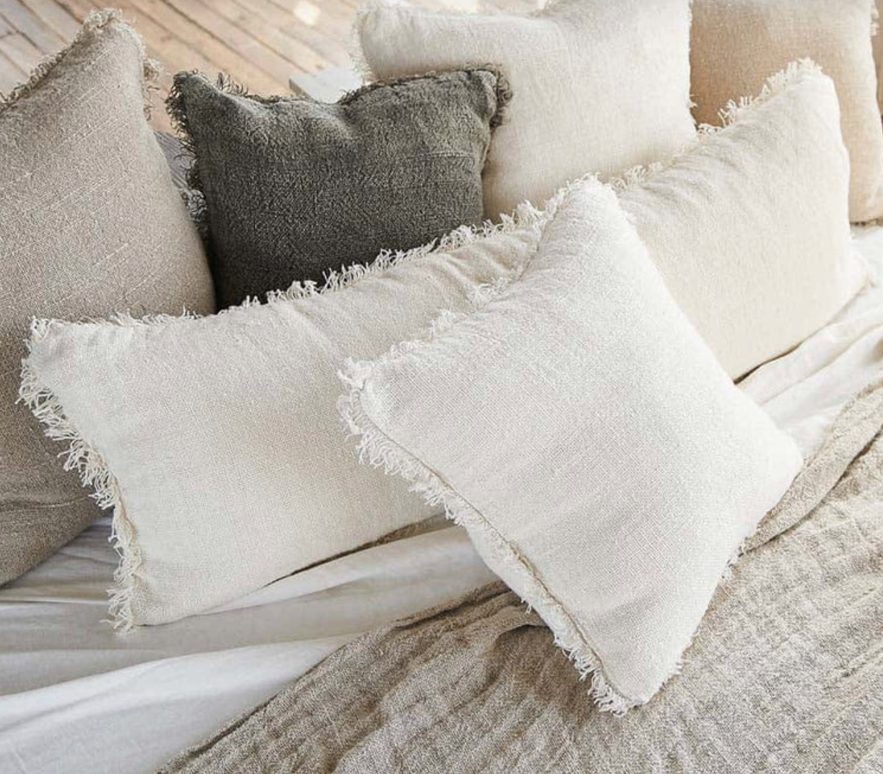 Eadie Bedouin Linen Cushion - Ivory (with inner)