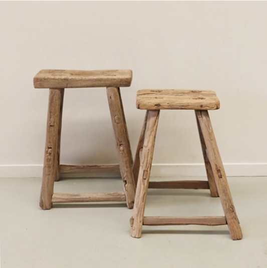 Antique Wooden Stool | Large | Natural