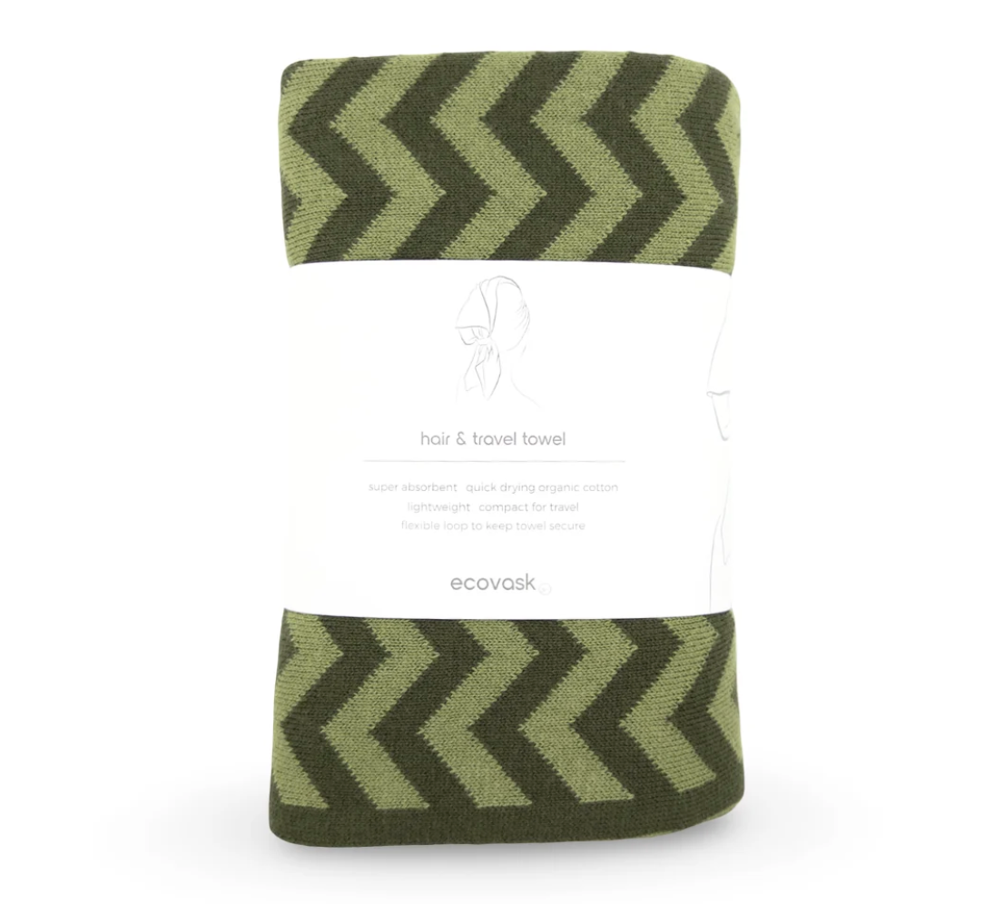 Hair & Travel Towel Olive Pistachio Chevron
