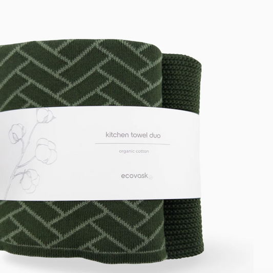 Kitchen Towel Duo Forest Herringbone