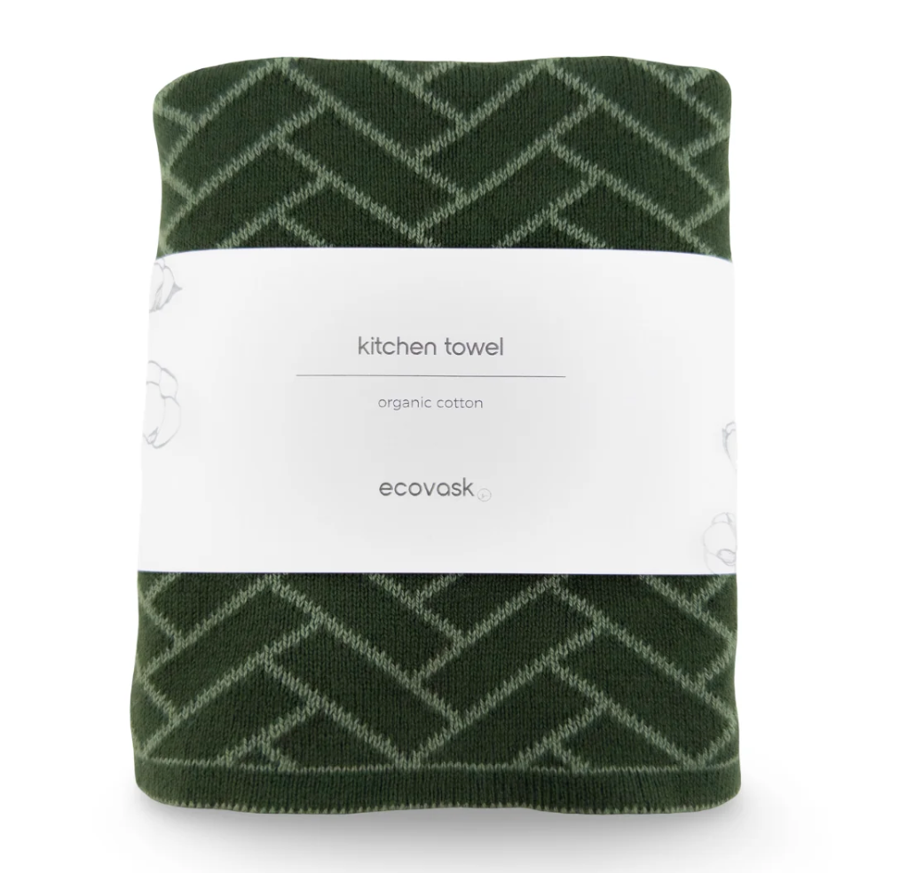 Kitchen Towel Forest/Sage Herringbone