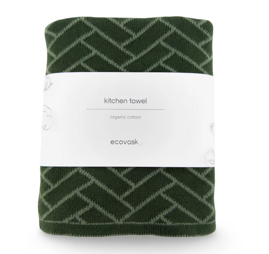 Kitchen Towel Forest/Sage Herringbone