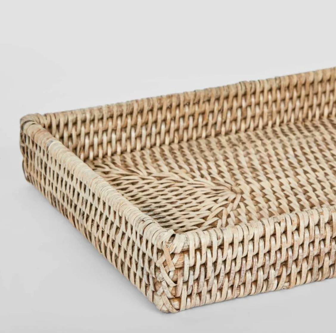 Paume Rattan Tidy Tray | White Wash