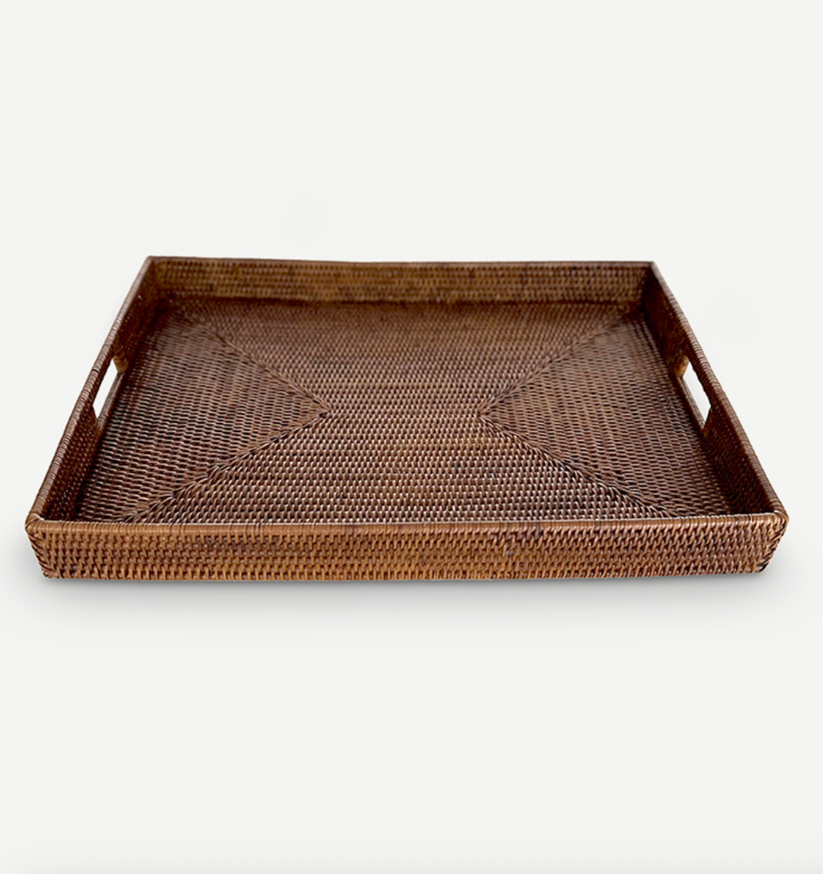 Rattan Rectangle Tray with Handle | Brown