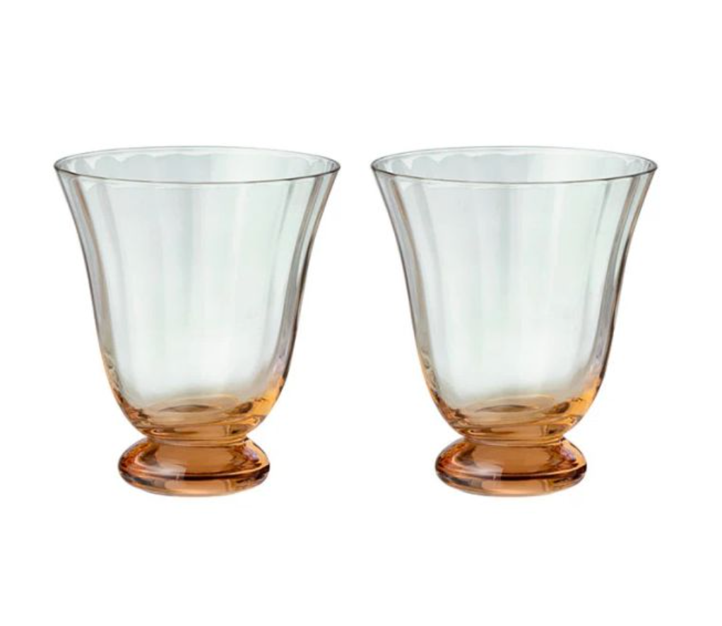 Trellis Water Glass | Peach | Set of 2
