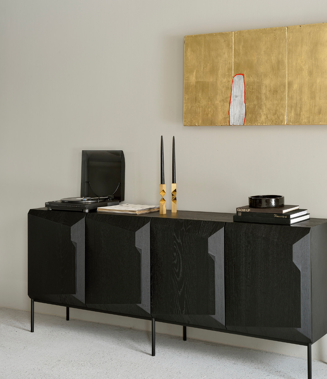 Scandinavian Oak Sideboard 4 Door - Oak Black