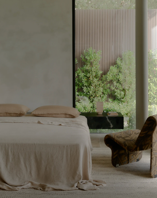 Hale Mercantile Flocca Linen Flat Sheet (queen/king) - Sable