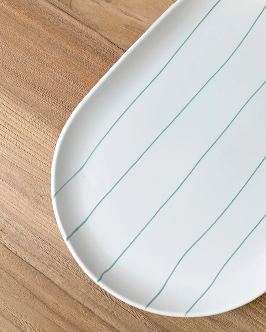 Coastal Junction Oval Tray | Green Stripe