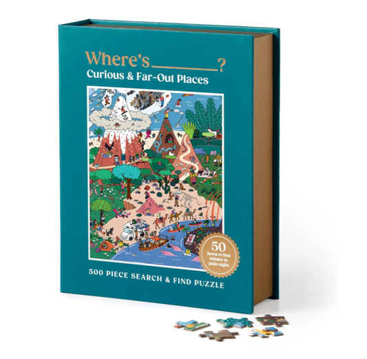 Curious & Far Out Places 500 Piece Search & Find Book Puzzle