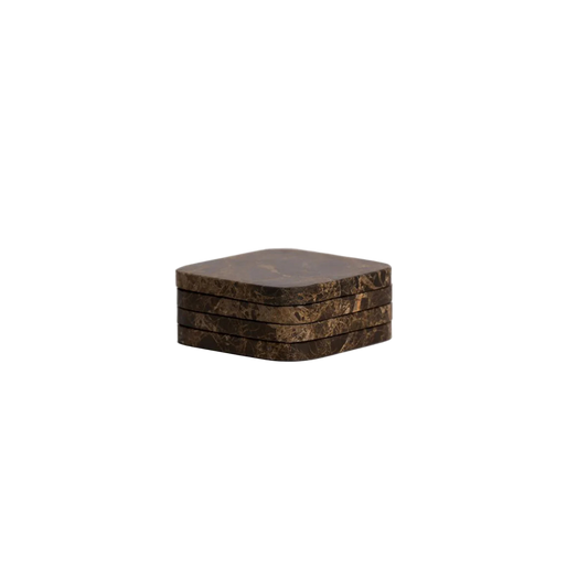 Stone Coasters S/4 Dark Marble