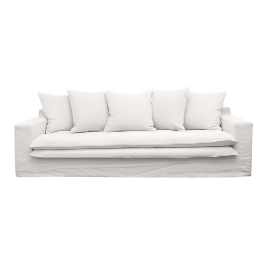 Keely Slipcover Sofa 3 Seater - White