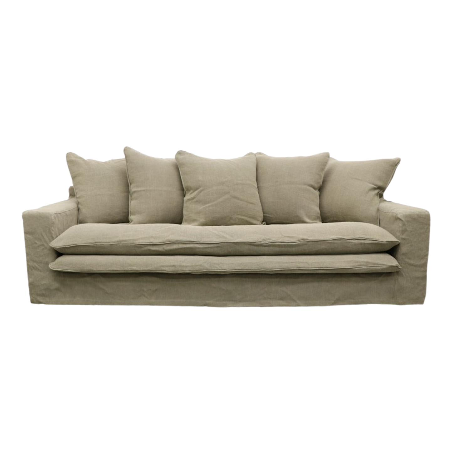 Keely Slipcover Sofa 3 Seater - Khaki