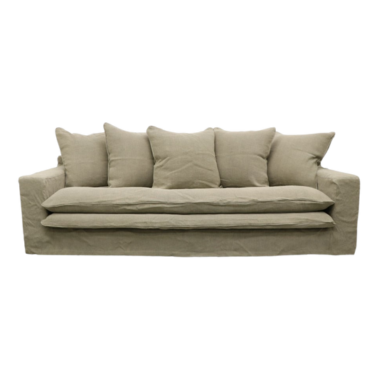 Keely Slipcover Sofa 3 Seater - Khaki