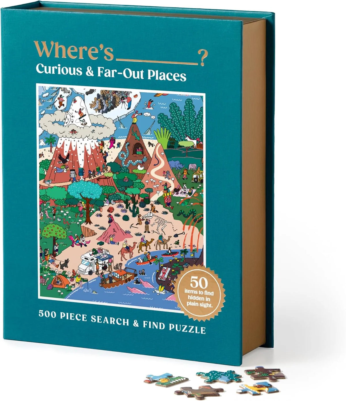 Curious & Far Out Places 500 Piece Search & Find Book Puzzle