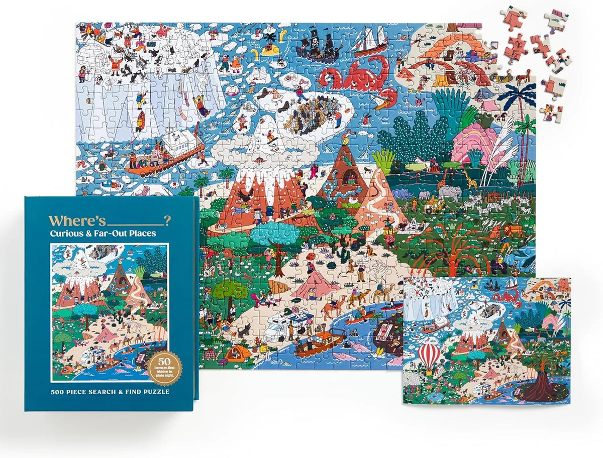Curious & Far Out Places 500 Piece Search & Find Book Puzzle