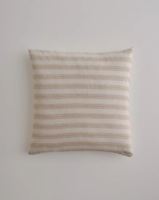 Hale Mercantile Basix Stripe Euro Linen Pillowcase - Brun/Sable