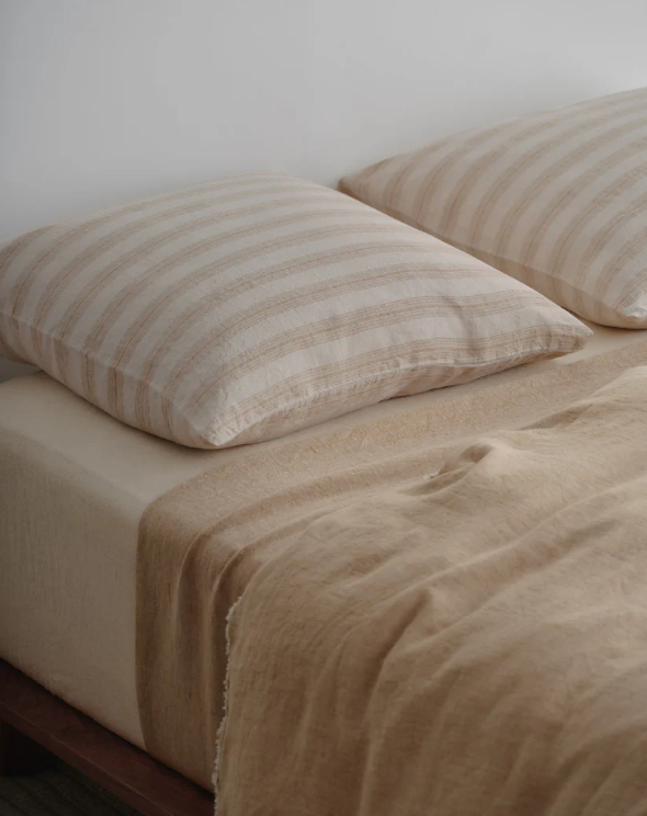 Hale Mercantile | Basix Stripe Linen Euro Pillowcase | Brun/Sable
