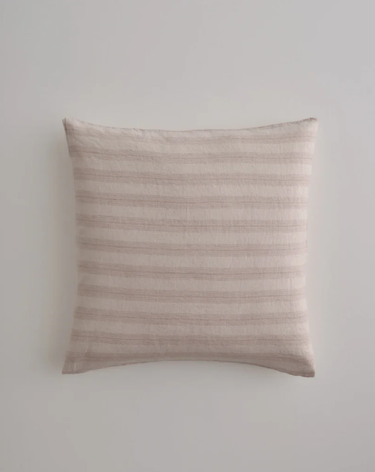 Hale Mercantile Basix Stripe Euro Linen Pillowcase - Rosa/Floss