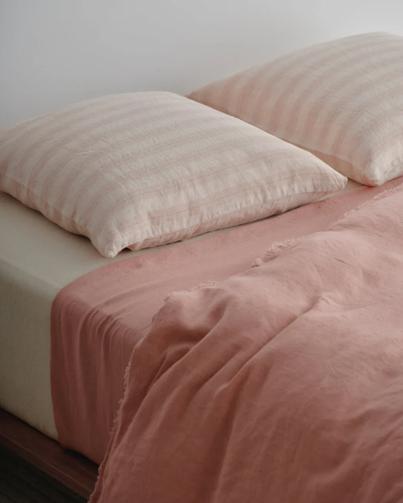Hale Mercantile | Basix Stripe Euro Linen Pillowcase | Rosa/Floss