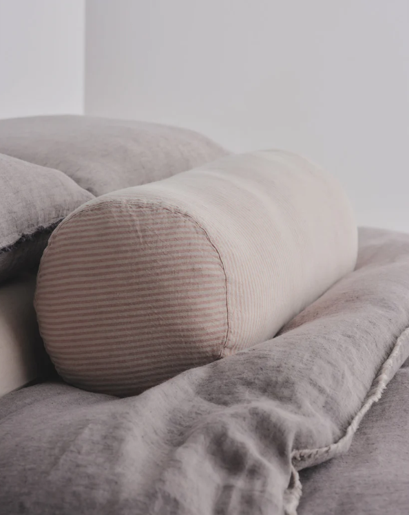 Hale Mercantile | Basix Stripe Linen Bolster | Rosa/Floss