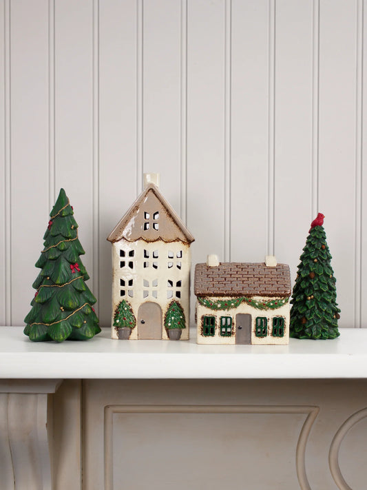 Christmas Tealight Cottage with Swag